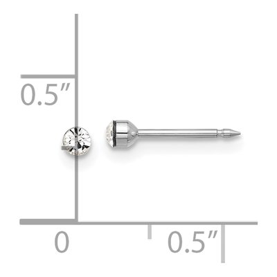 14K White Gold 2.4mm Round Crystal Stud Earrings – view 4