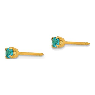 14K Yellow Gold Crystal December Birthstone Stud Earrings – view 2