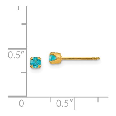 14K Yellow Gold Crystal December Birthstone Stud Earrings – view 4
