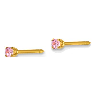 Stainless Steel Round CZ Stud Earrings – view 2