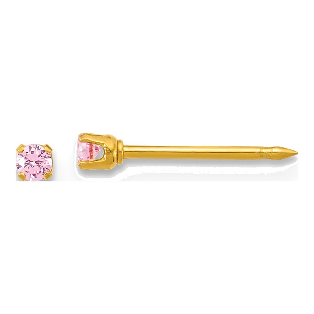 Inverness Stainless Steel 24K Gold-Plated 2mm Pink Cz Stud Post Piercing Earrings