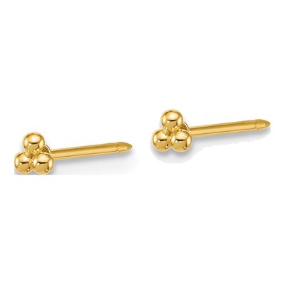 14K Yellow Gold Triple Ball Stud Earrings – view 2