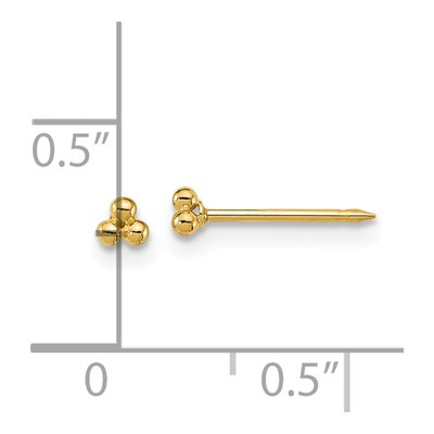 14K Yellow Gold Triple Ball Stud Earrings – view 3