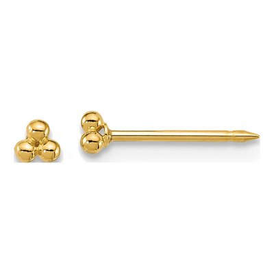 14K Yellow Gold Triple Ball Stud Earrings