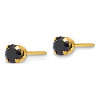 14K Yellow Gold Round CZ Stud Earrings – view 2