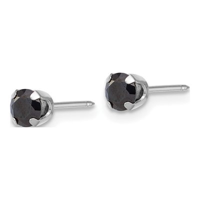 14K White Gold Round CZ Stud Earrings – view 2