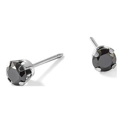 14K White Gold Round CZ Stud Earrings – view 4