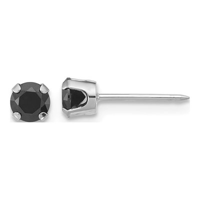 14K White Gold Round CZ Stud Earrings