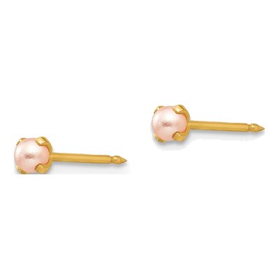 14K Yellow Gold Pink Freshwater Cultured Pearl Stud Earrings – view 2