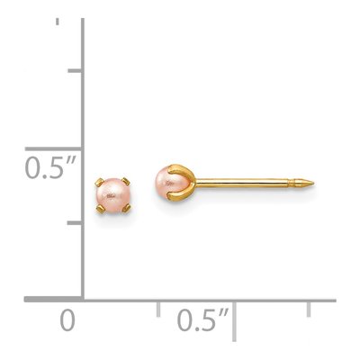 14K Yellow Gold Pink Freshwater Cultured Pearl Stud Earrings – view 4