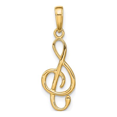 10K Yellow Gold Treble Clef Music Pendant – view 4