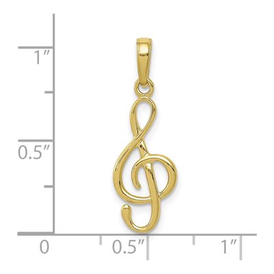 10K Yellow Gold Treble Clef Music Pendant – view 5