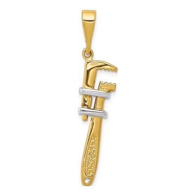 10K Yellow Gold Pipe Wrench Pendant