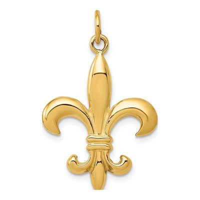 10K Yellow Gold Fleur de Lis 3-D Pendant