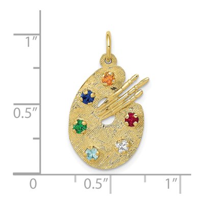 10K Yellow Gold CZ Artist's Palette Charm – view 4