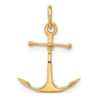 10K Yellow Gold Anchor Pendant – view 5