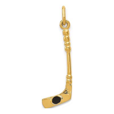 10K Yellow Gold Hockey Stick Enamel Charm