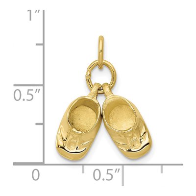 10K Yellow Gold 3-D Baby Shoes Pendant – view 3