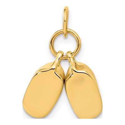 10K Yellow Gold 3-D Baby Shoes Pendant – view 4