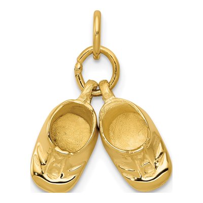10K Yellow Gold 3-D Baby Shoes Pendant