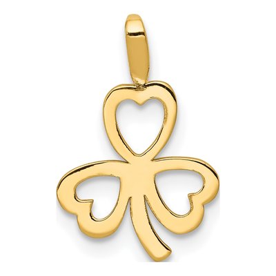 10K Yellow Gold Heart Clover Pendant