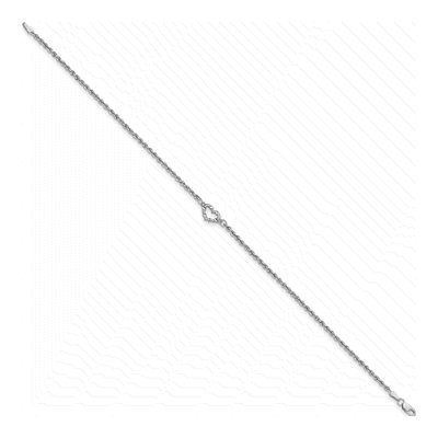 10K White Gold Open Heart Rope Anklet – view 2