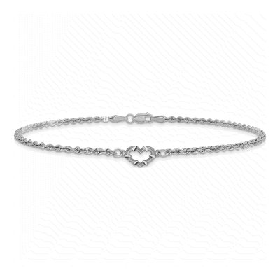 10K White Gold Open Heart Rope Anklet – view 3