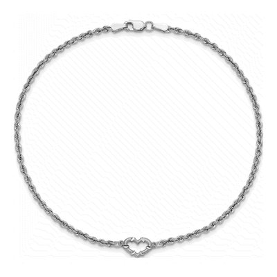 10K White Gold Open Heart Rope Anklet – view 4