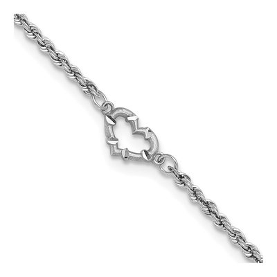 10K White Gold Open Heart Rope Anklet