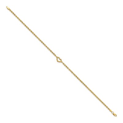 10K Yellow Gold Open Heart Rope Anklet – view 2