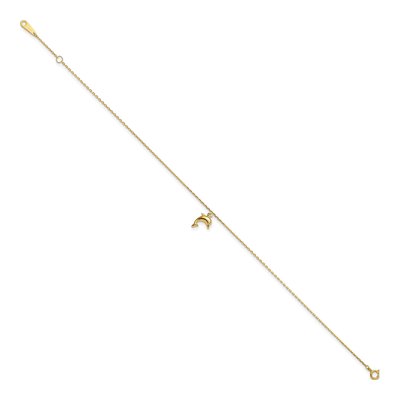 10K Yellow Gold Dolphin Anklet – view 2