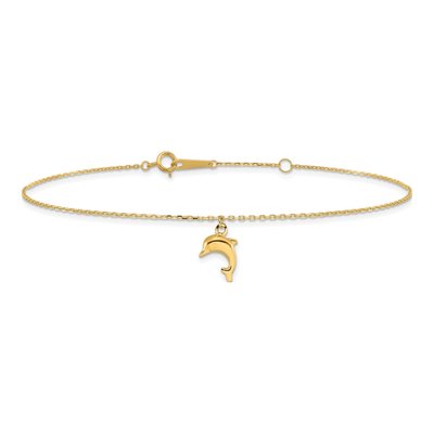 10K Yellow Gold Dolphin Anklet – view 3