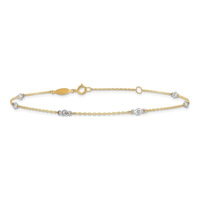 10K Two-Tone Gold CZ Station Anklet – view 3