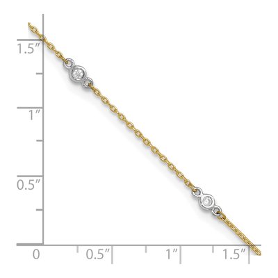 10K Two-Tone Gold CZ Station Anklet – view 4