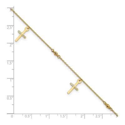 10K Yellow Gold Cross Dangle Anklet – view 4