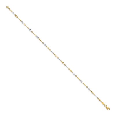 10K Two-Tone Gold Fancy Link Anklet – view 2