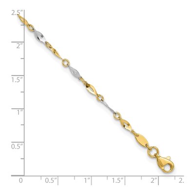 10K Two-Tone Gold Fancy Link Anklet – view 3