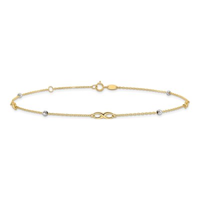 10K Two-Tone Gold Infinity Anklet – view 3