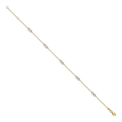 10K Two-Tone Gold Infinity Station Anklet – view 2