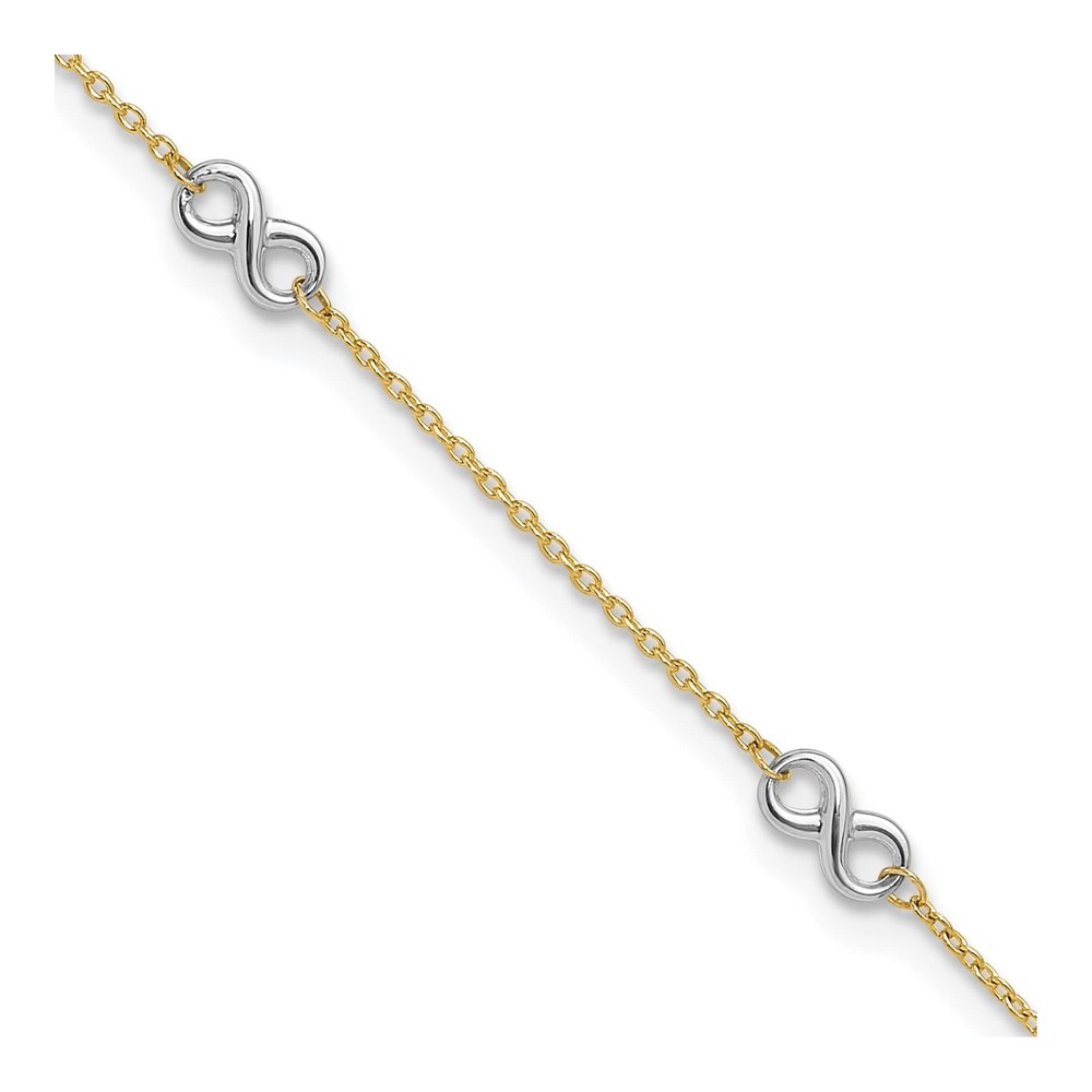 10K Two-Tone Gold Infinity Station Anklet