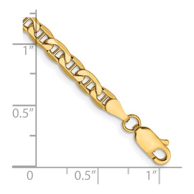10K Yellow Gold 4mm Anchor Chain Bracelet | Italy – view 2