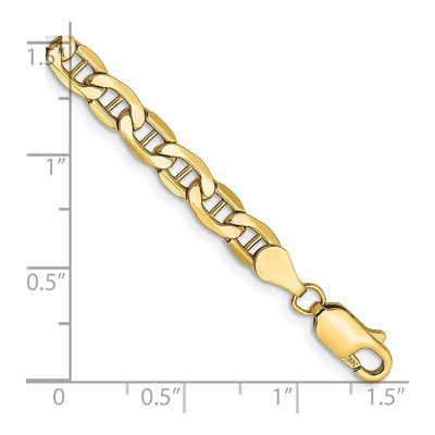 10K Yellow Gold 4.75mm Semi-Solid Anchor Chain Bracelet – view 3