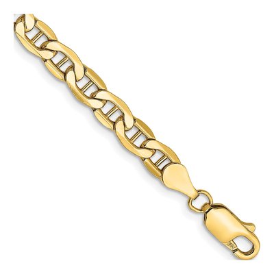 10K Yellow Gold 4.75mm Semi-Solid Anchor Chain Bracelet