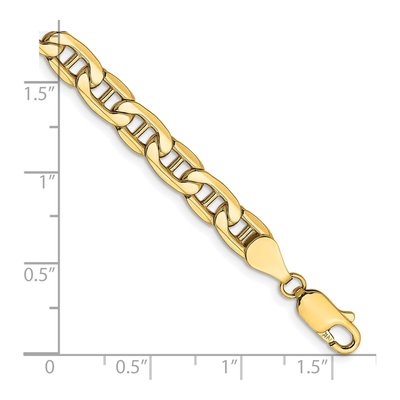 10K Yellow Gold 5.5mm Semi-Solid Anchor Chain Bracelet – view 2