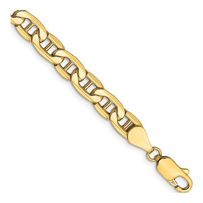 10K Yellow Gold 5.5mm Semi-Solid Anchor Chain Bracelet