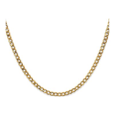 10K Yellow Gold 3.35mm Semi-Solid Curb Chain – view 2
