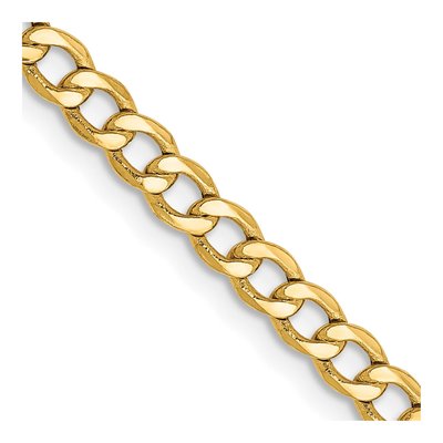10K Yellow Gold 3.35mm Semi-Solid Curb Chain