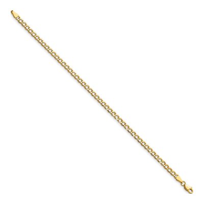 10K Yellow Gold 3.35mm Semi-Solid Curb Chain Bracelet – view 2