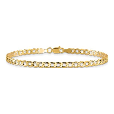 10K Yellow Gold 3.35mm Semi-Solid Curb Chain Bracelet – view 3