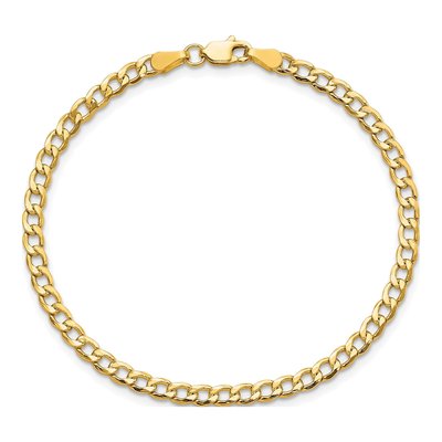10K Yellow Gold 3.35mm Semi-Solid Curb Chain Bracelet – view 4